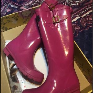 Pink Glossy Joules Rain Boots